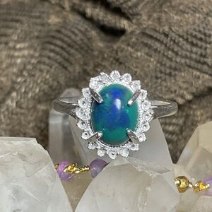 Black Opal .925 Silver Ring 8